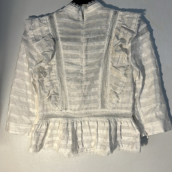 Zimmerman Allia Pintuck High Neck Crop White Linen Top - Picture 4 of 10